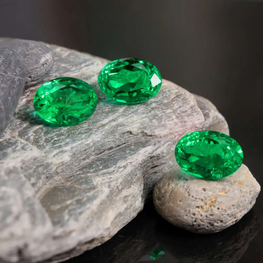 Columbia Color Oval Lab Emerald Gemstones Agl Certified Fine Jewelry Loose Emerald Stone 5a Grade Lab Grown Emerald