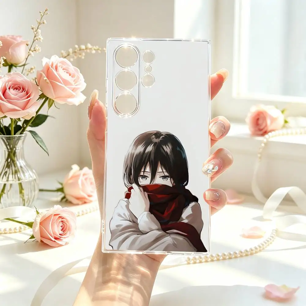 M-Mikasa Attack Anime T-Titan Phone Case For Samsung S25,S24,S21,S22,S23,S30,Ultra,S20,Plus,Fe Transparent Cover