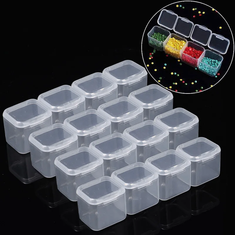 5-30Pcs Cube Mini Storage Box Clear Beads Jewelry Container Case Square Plastic DIY Button Nail Art Packaging Portable Organizer