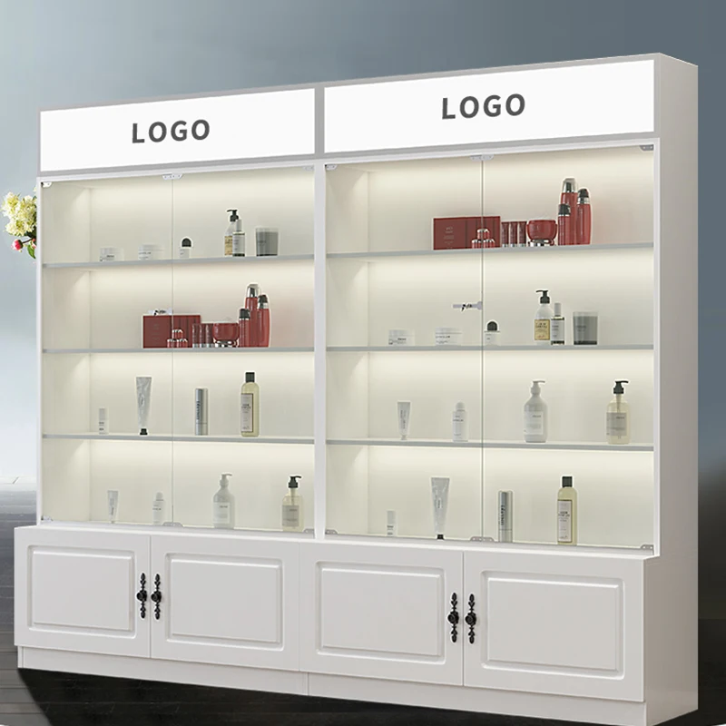 Custom, Store Furniture Showcase Modern Simple Commodity Display Cabinet Supermarket Shelves With Led Light