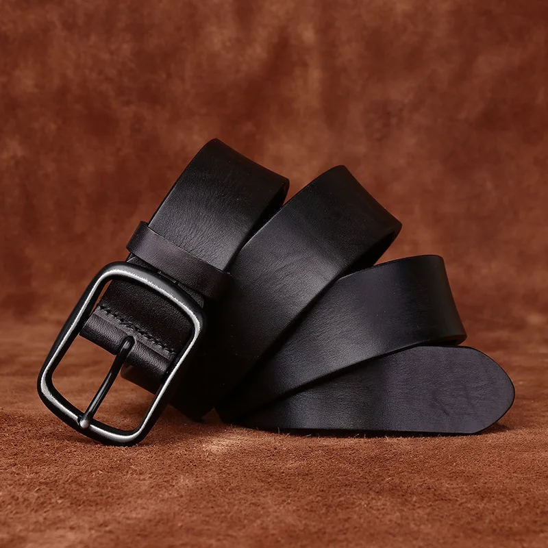 3.8CM Men High Quality Genuine Leather Belt Luxury Pin Buckle Belts Thick Cowskin Fashion Vintage Strap Male Jeans for Man - Image 5