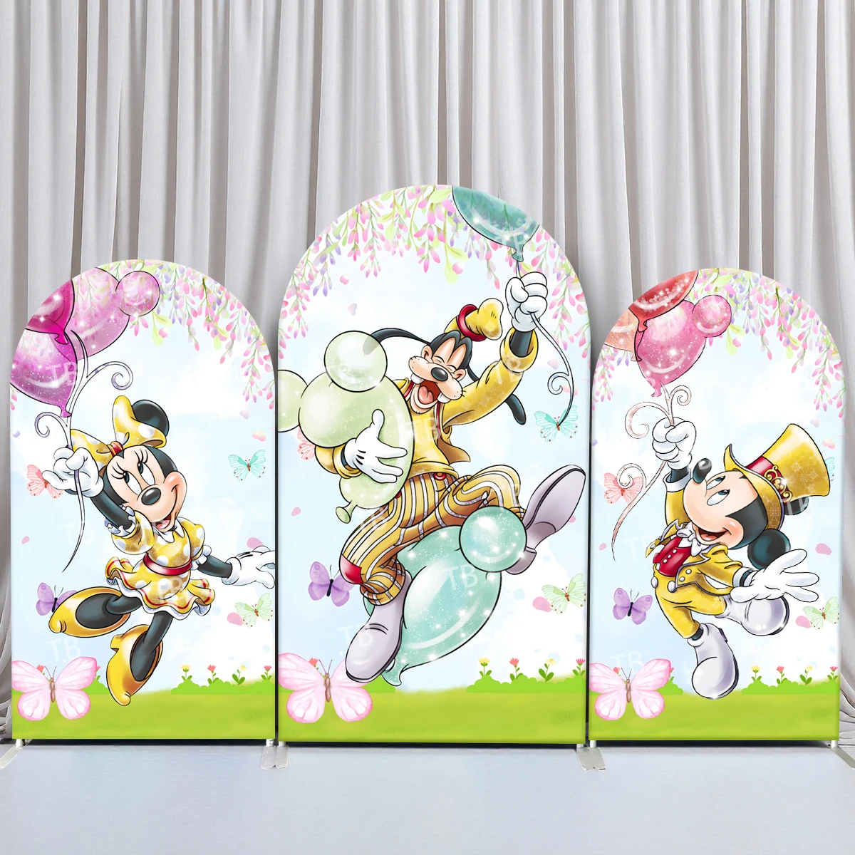 

Mickey Mouse Clubhouse Arch Backdrop Cover Disney Kids Birthday Party Baby Shower Photography Background Decor Elastic Fabric