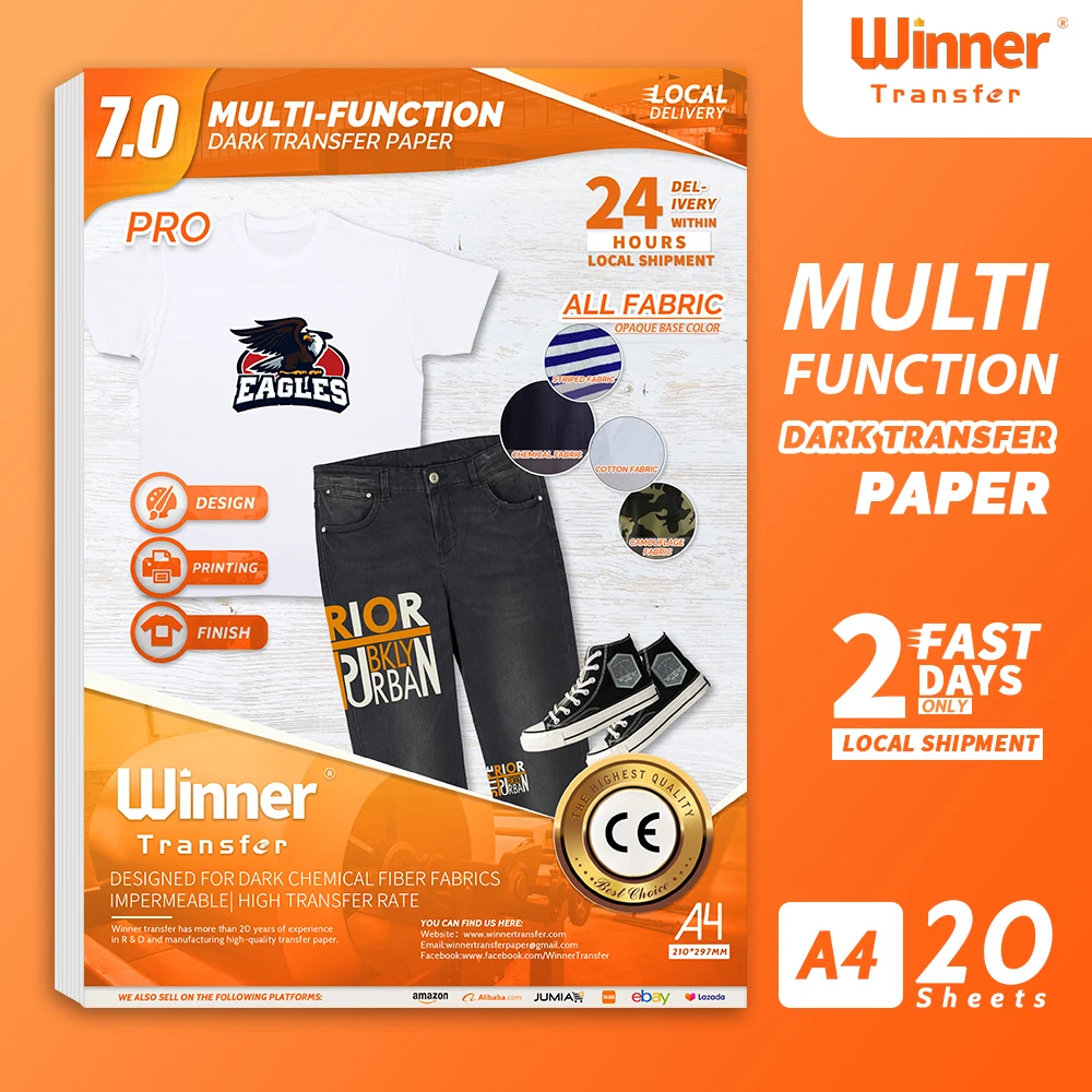 WinnerTransfer Heat Transfer Paper Multifunctional Opaque Bottom Dark For Fabric of Various Colors and Patterns