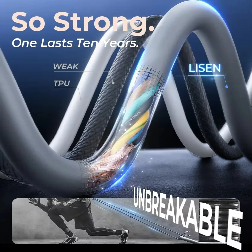 1 قطعة LISEN 240 واط السمين USB C كابل شحن سريع 4 في 1 كابل بيانات 6.6FT سبائك الزنك مع ضوء التنفس للهاتف/ماك بوك/آي باد