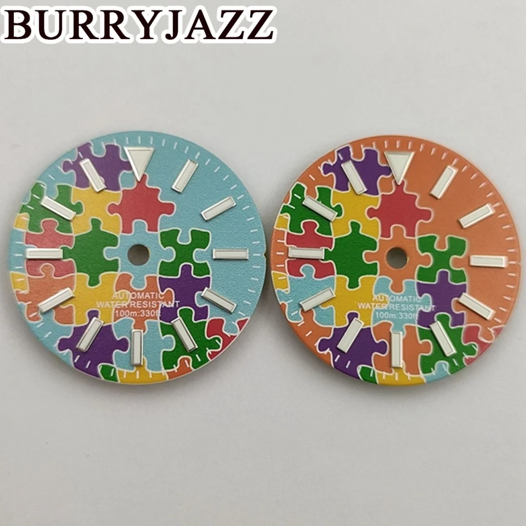 BURRYJAZZ 29mm No Logo NH35 NH36 ETA2824 2836 Miyota8215 PT5000 Blue Orange Watch Dial Luminous