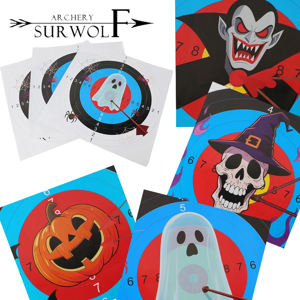 

10/20 шт., мишень для стрельбы из лука на Хэллоуин, 41*41 см, бумага с покрытием, призрак, тыква, череп вампира, аксессуары для лука для охоты и стрельбы на открытом воздухе