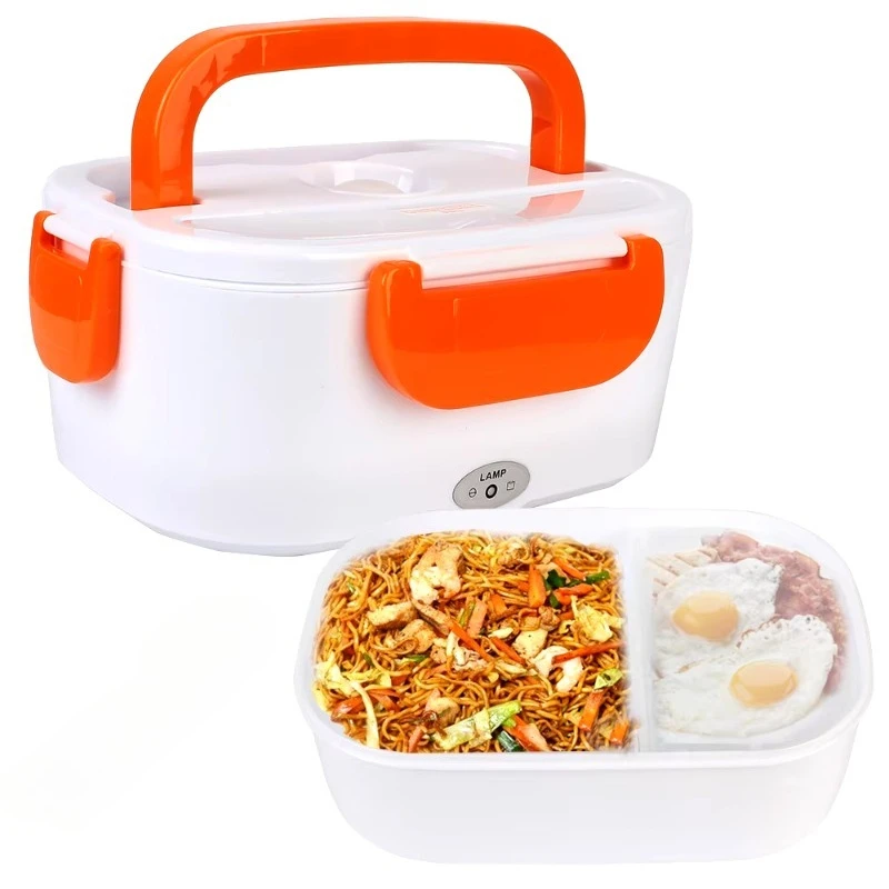 

Stainless Steel Portable Electric Lunch Box 12V 24V Car Truck Food Warmer Heated Container 220V 110V Work Office EU US Plug Set