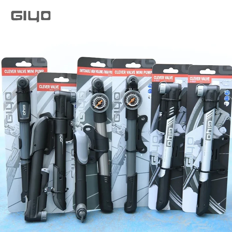 Giyo 120psi Bicycle Hand Air Pump Mountain Road Bike Mini Tire Inflator Schrader/Presta Cycling Portable Bike Pump Set