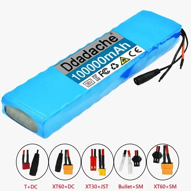 Original 36V100AH 18650 Rechargeable Lithium Battery Pack 10S3P Power Modified Bicycle Scooter Electric Vehicle with BMS+charger