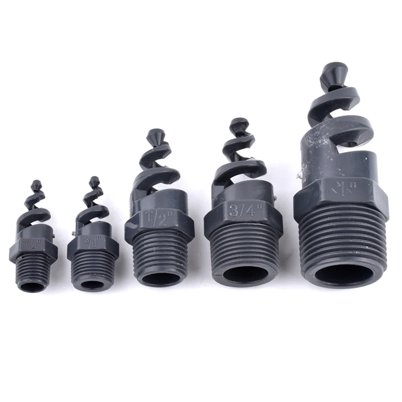 5Pcs 1/4~1 Inch UPVC Spiral Nozzle Spray Sprinkler Head Garden Irrigation Nozzle Joint Aquarium Fish Tank Water Outlet Connector