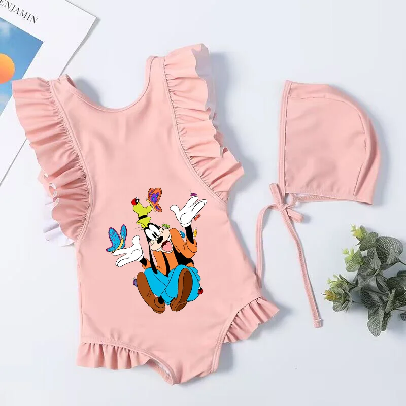 Goofy Cartoon Children's Swimsuit Summer Swimwear Beach Suit Kids Wear One Pieces Bikini Bathing Suit Dresses Sleeveless Girls