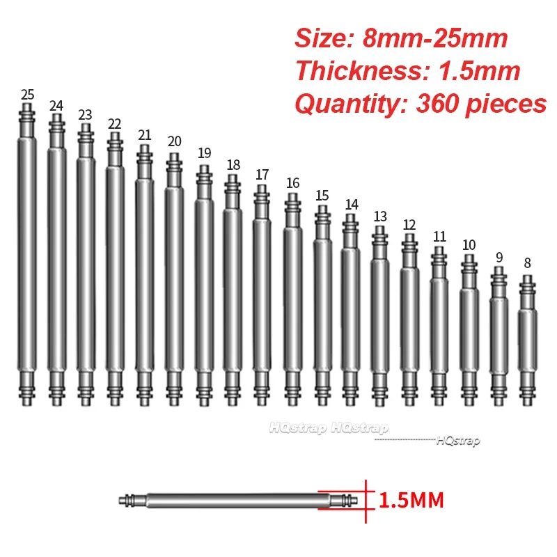 360pcs 270pcs 8mm-25mm Stainless Steel Watch Spring Bar Watch Strap Pins 1.5mm 1.8mm Diameter Watch Band Link Pin Repair Tools image 3