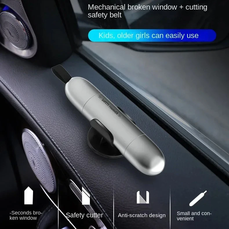 Car Window Glass Breaker Seatbelt Cutter Emergency Tungsten Steel Tip Safety Hammer Auto Rescue Safety Break Hammer view 3