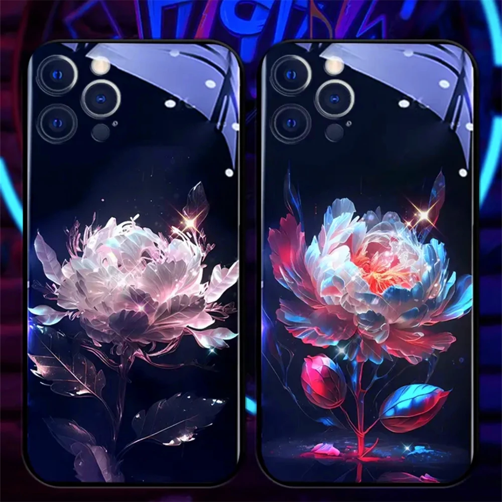 Reine Kristall-Lotus-Design-Handyhülle mit Sound-Musik-Steuerung und LED-Licht für Samsung S26 S25 S24 S23 S22 S21 S20 FE Plus Ultra – Detail 22