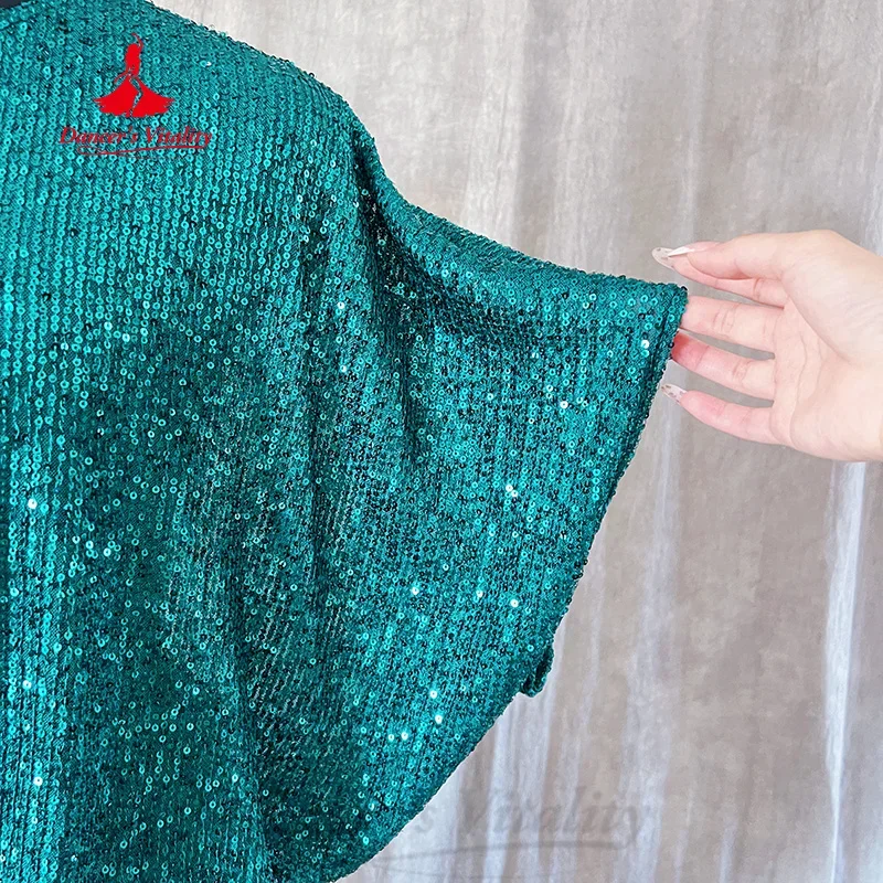 Kostium do tańca brzucha szata z cekinami + chusta na głowę + szalik na biodra 3 szt. Dostosowane dla dorosłych i dzieci Balady Shabby Saidi strój na występy