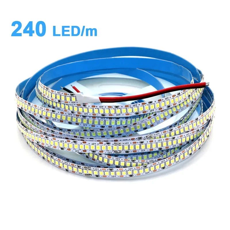 Super jasna taśma LED DC 12V SMD 2835 240LED/m 5M Elastyczna taśma LED z wstążką linową do salonu Sypialnia Dekoracja domu