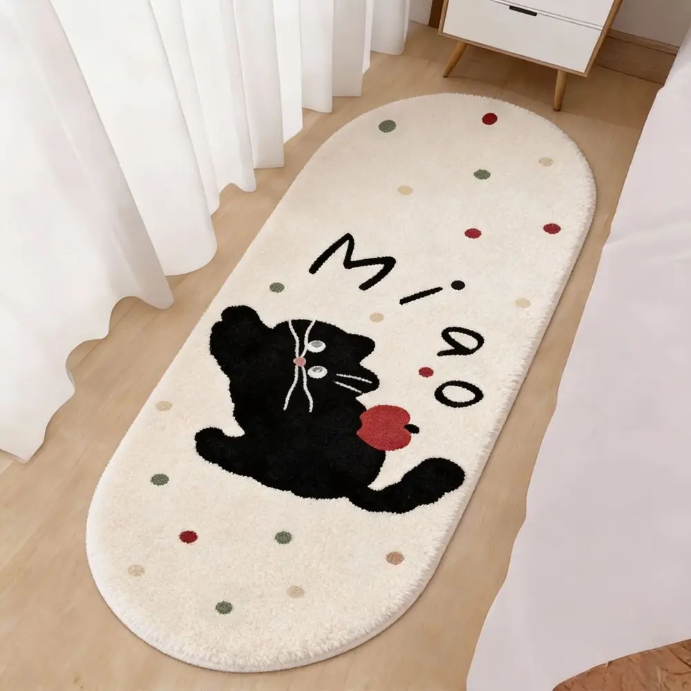 VIKAMA Cute Animal Patterned Carpet for Bedroom, Soft Felt Bedside Rug, Living Room Sofa, Easy to Clean Flannel Rug, Home Decor