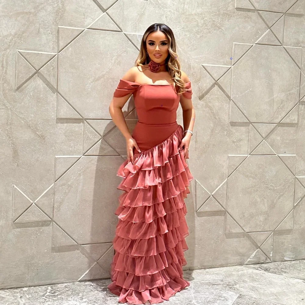 

Customized Exquisite Jersey Tiered Pleat Ruched A-line Off-the-shoulder Strapless Long Dresses Quinceanera Dresses Exquisite Mod