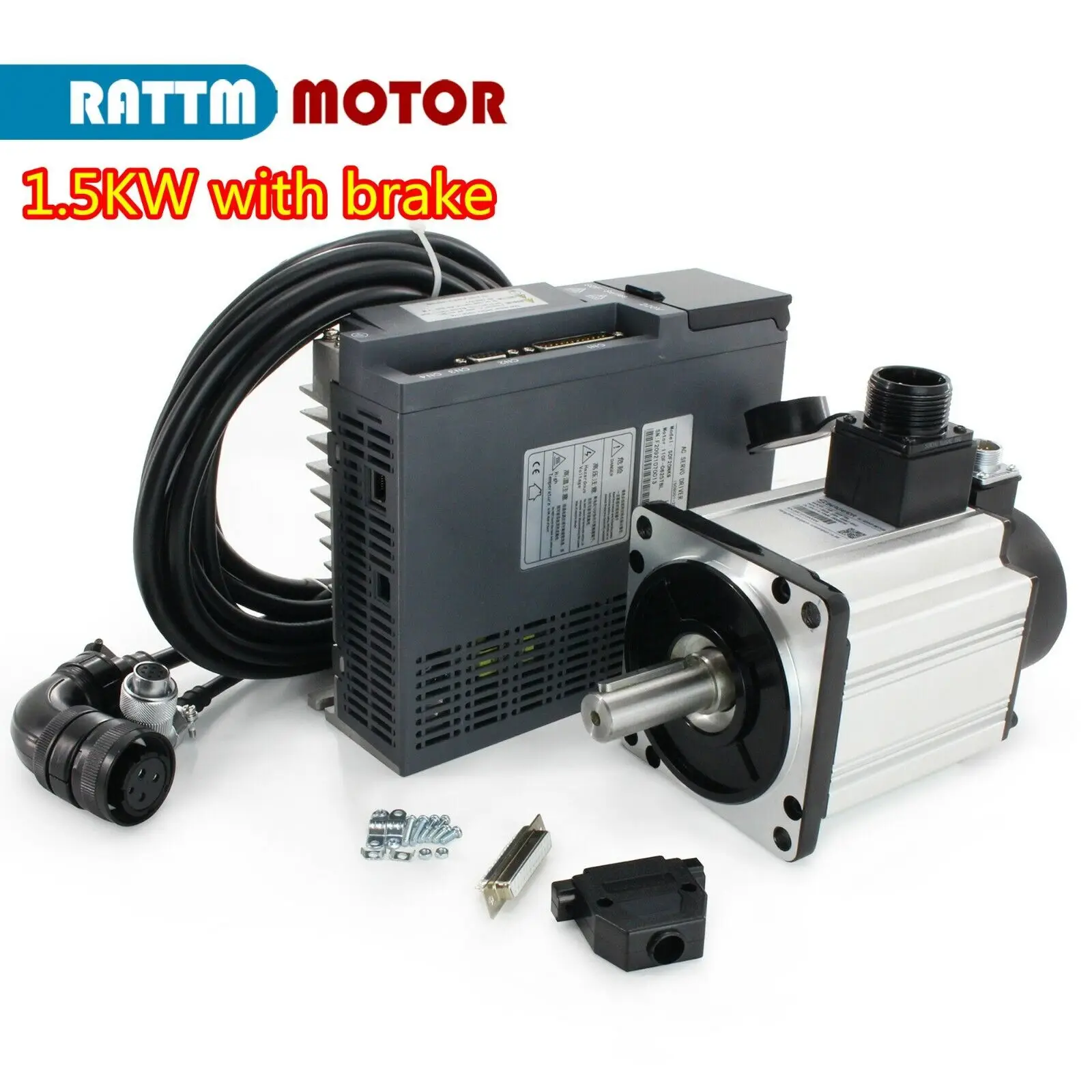 【EU Store】CNC Servo Motor Kit  1.5KW AC Servo Motor Driver Kit 6N.m 2500rpm 220V w/ Encoder Cables without Brake