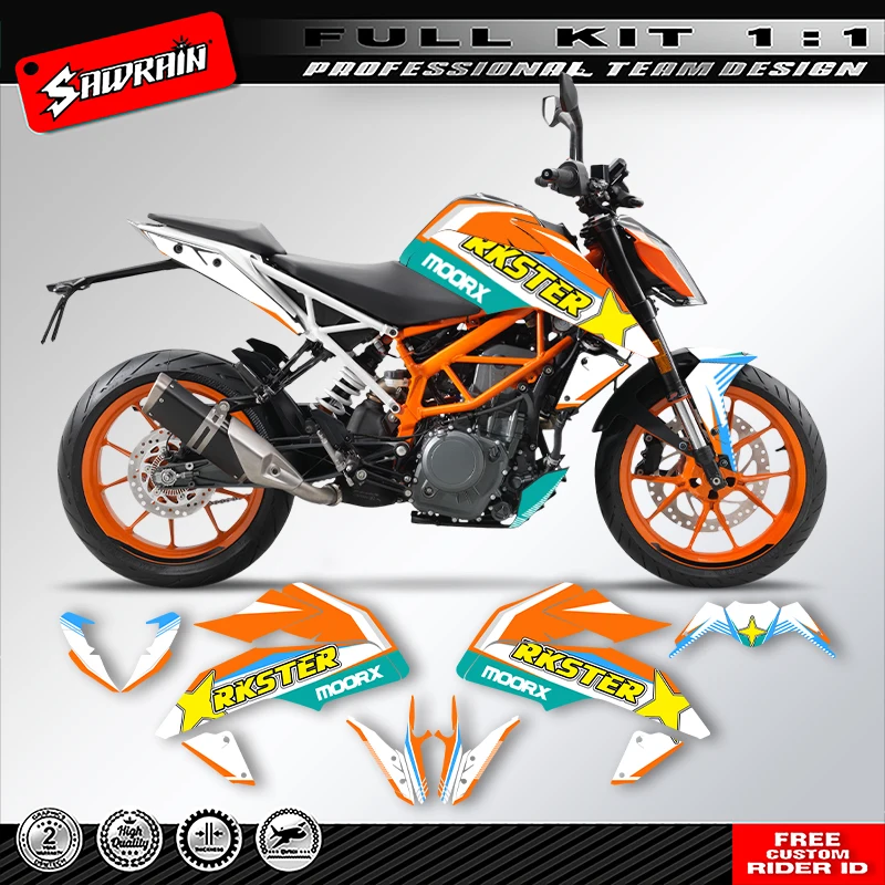 Sawrain دراجة نارية الرسومات الخلفيات الشارات ملصقات عدة رقم اسم مخصص ل KTM DUKE 125 390 2017 2018 2019 2020 007