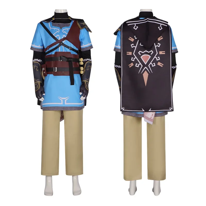 Mens game tears Link cosplay costume full set Halloween Carnival party anime link cloak shirt wig accessories sets for kids
