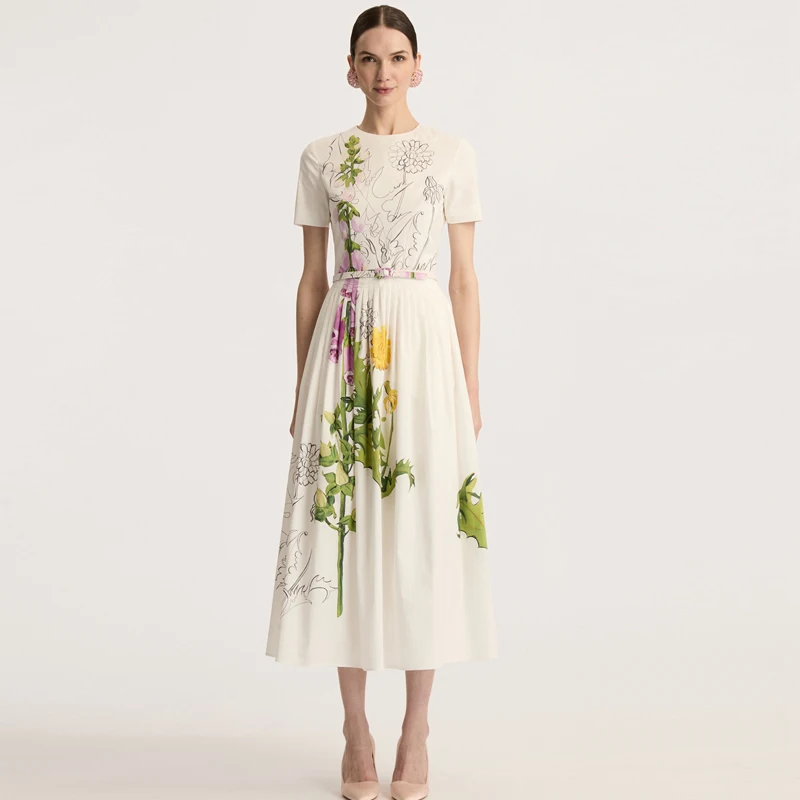 

Spring Summer 2026 Faion ow Print Slim ort Sve Maxi Dr Holiday Long Dr Ball Gown Sle Polyester Fiber round Ne