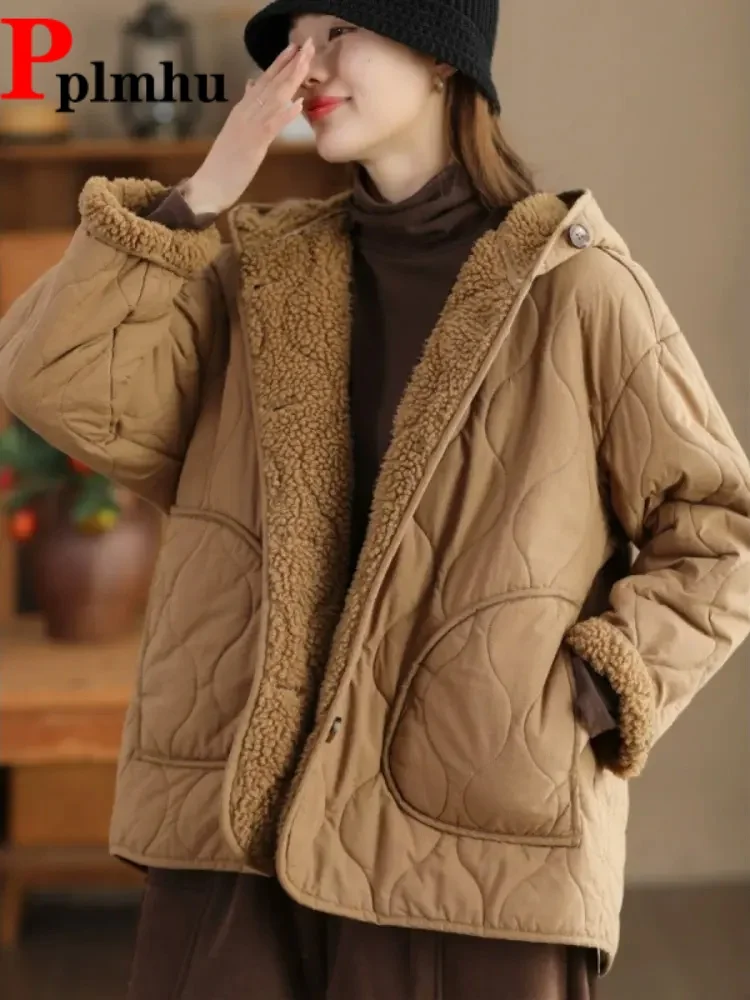 

Теплые мешковатые куртки с длинными рукавами, пальто, утепленный флис, женские повседневные куртки, корейские модные свободные Chaquetas с капюшоном на молнии