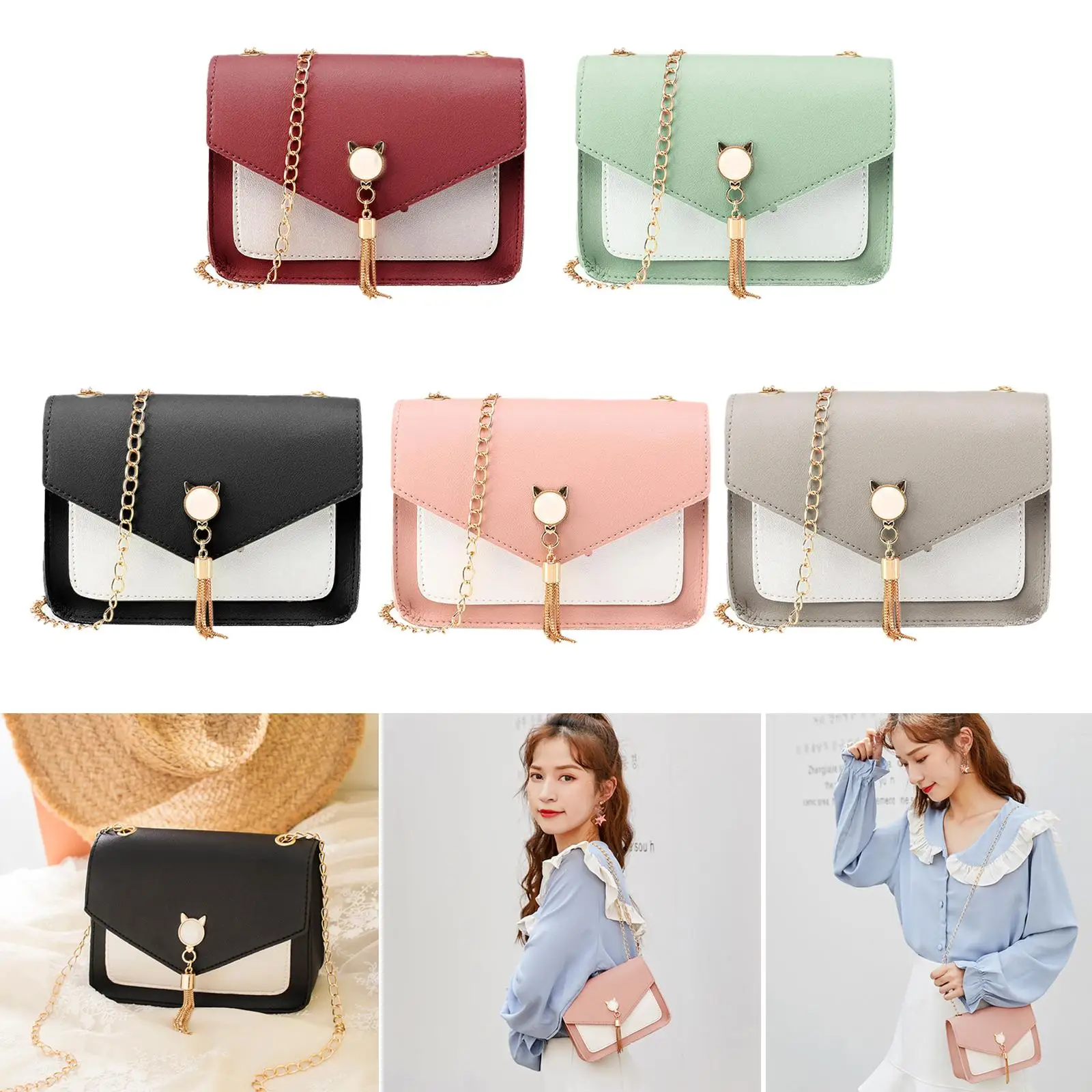 Womens Fashion PU Leather Bag Clutch, Crossbody Shoulder Bag, Large Capacity Coin Wallet Purse with Snap