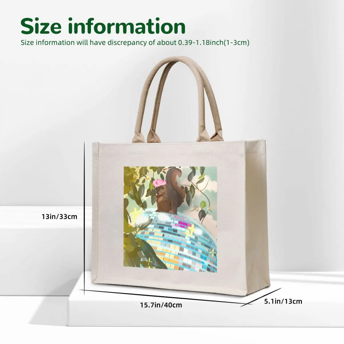 Squirrel Disco Tote Bag tote custom Cloth large