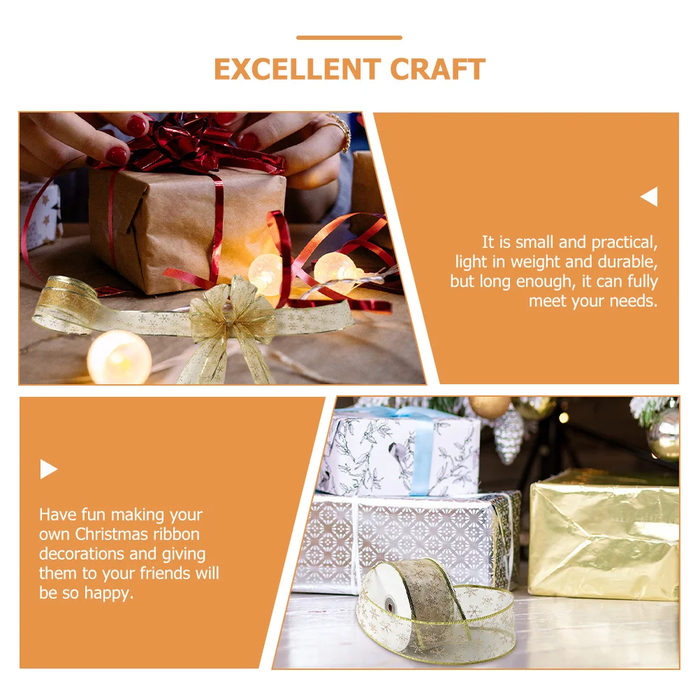 

Снежинка, блестящая рождественская лента в рулоне, изысканная декоративная праздничная лента для упаковки подарков на елку и поделок своими руками