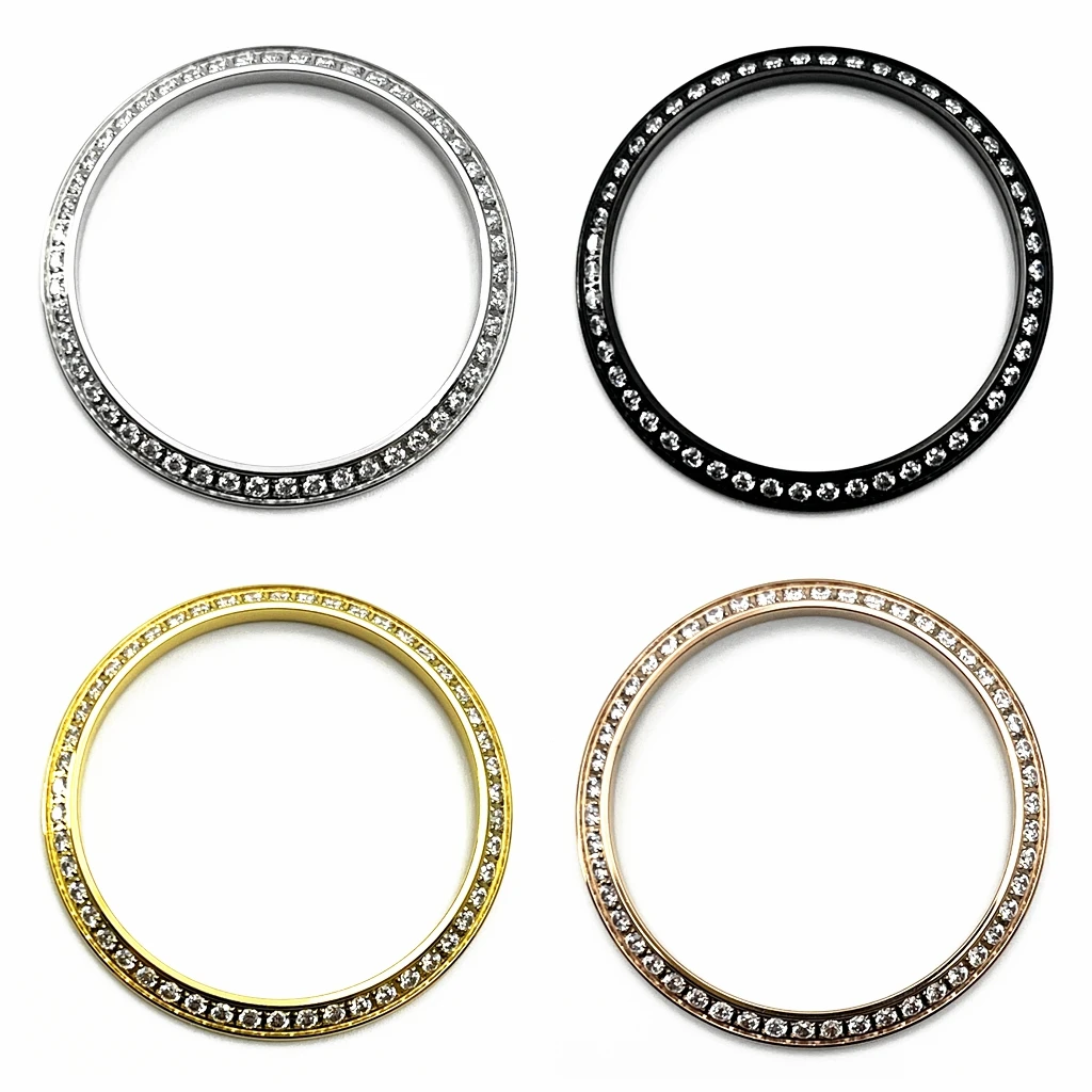Koperta zegarka Pierścień zewnętrzny z kamieniem szlachetnym Wysokiej jakości ramka zegarka ze stali nierdzewnej Pasuje do kopert 36 mm/39 mm Części akcesoriów do zegarków