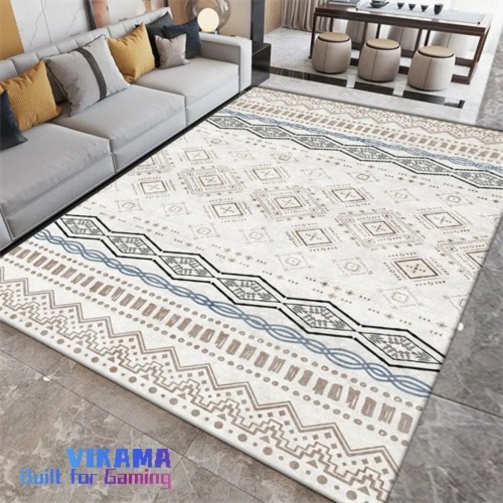

VIKAMA Nordic Style Off White Wavy Line Rug Non Slip Living Room Sofa Rug Entranceway Instagram Style Home Decor Mat