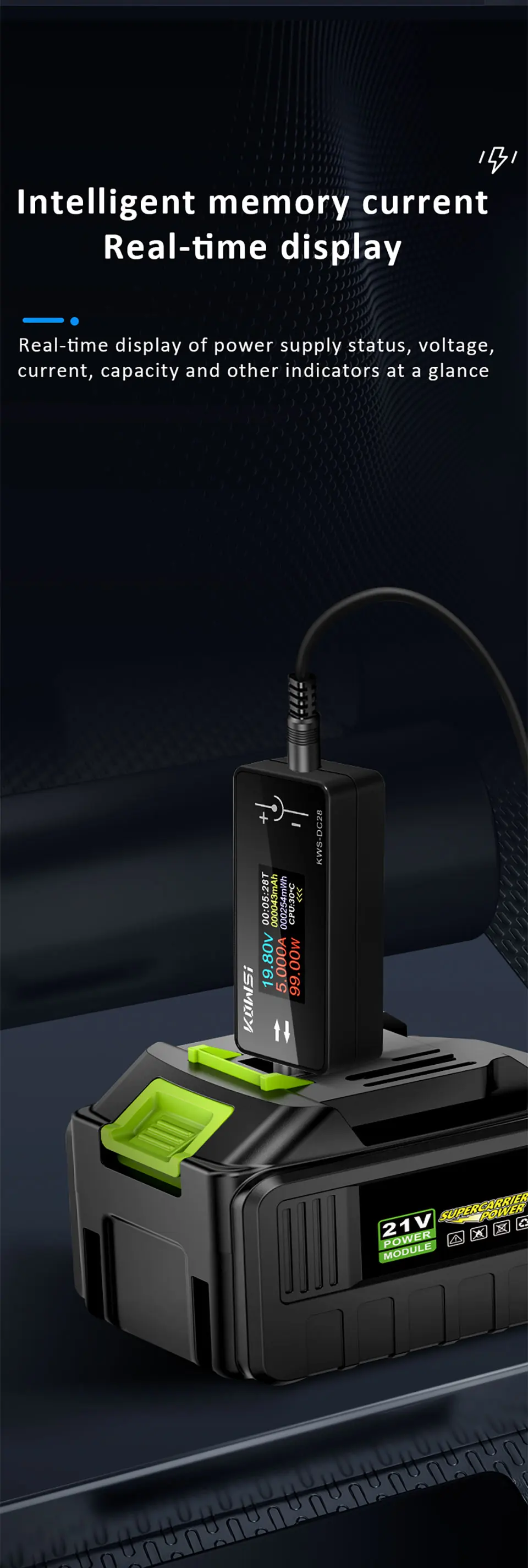 KWS-DC28 Schnittstellentester, 4–30 V, 12 A, Spannung, Stromtester, digitales Voltmeter, Amperemeter, 0,96 Zoll TFT-Farbbildschirm, Leistungsmesser – Detail 10