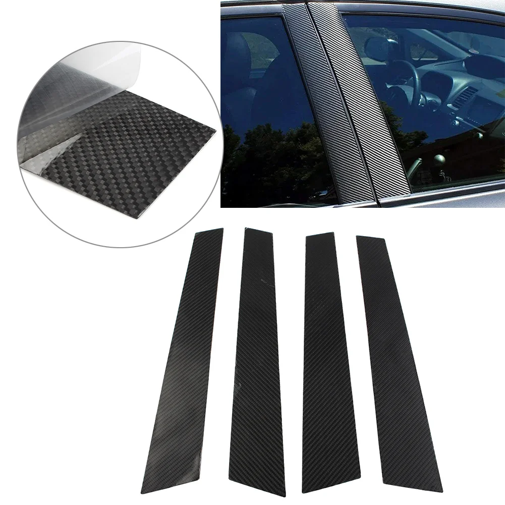 4Pcs Carbon Fiber Car Exterior Door Window B Pillar Post Cover Trim For Porsch Panamera 2009 2010 2011 2012 2013 2014 2015 2016