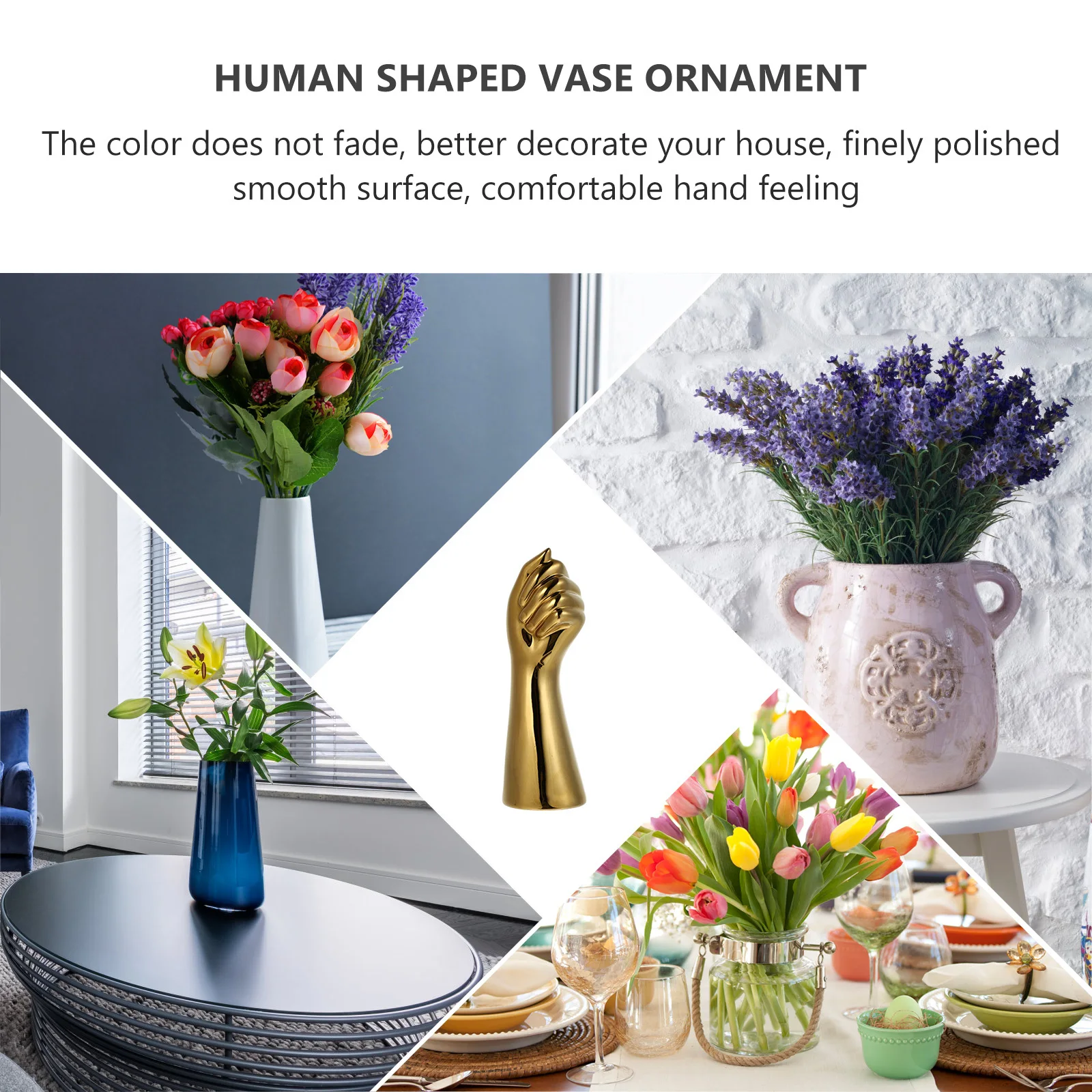 

Artistic Ceramic Vase Hand Shaped Design Compact Lightweight Flower Arrangement Container Flower Arrangement Vase