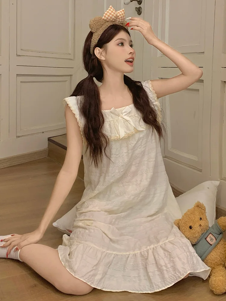 

Хлопковая летняя тонкая ночная рубашка Cloud Cotton, женский комплект одежды Dr Sweet Home, комплект одежды Sweet Home Scene Cloud Cotton Material