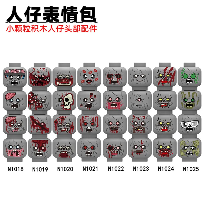 Hot Figures Head Faces Creative Facial Expression Classics US TV Zombie Soldiers Model Building Blocks MOC Bricks Doll Toys Sets