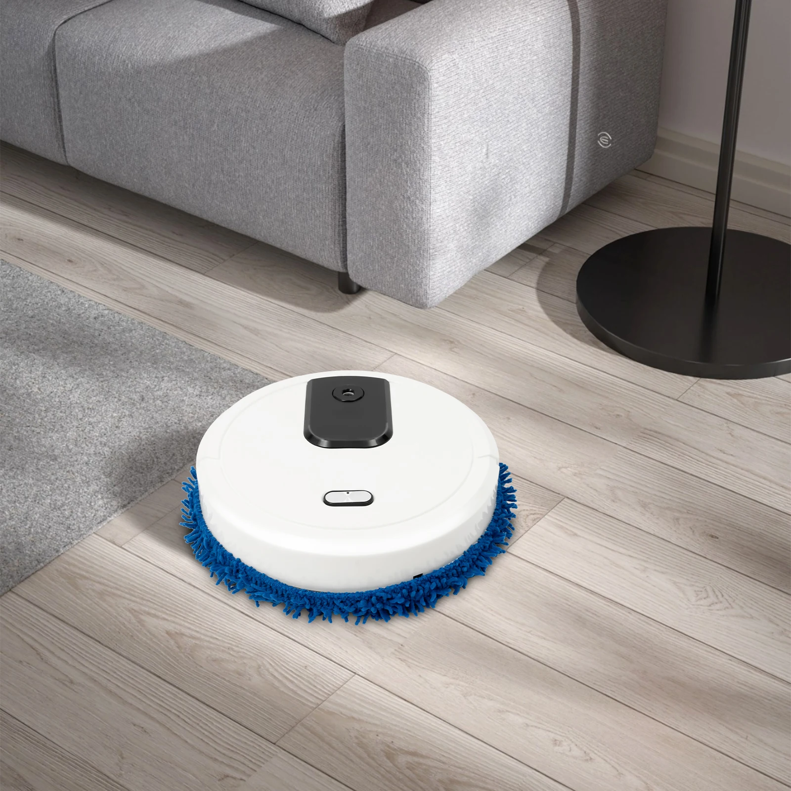 Machine à laver automatique, nettoyeur de sol rond humide et sec avec charge USB, nettoyage efficace 5W, design ABS blanc