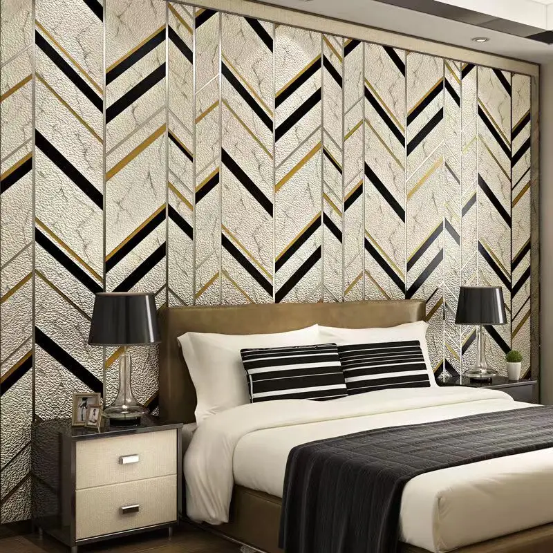 

3D нетканые обои с геометрическими полосками, бархатные обои из оленьей кожи, гостиная, ТВ-фон, спальня, домашний декор, Papel De Parede