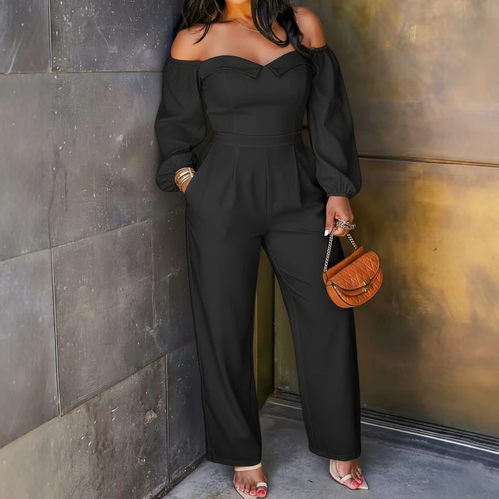

Autumn Button Decorated Commute Style Tailored Fit Cuff Jumpsuit Women's Bottom Wear Long Pants
