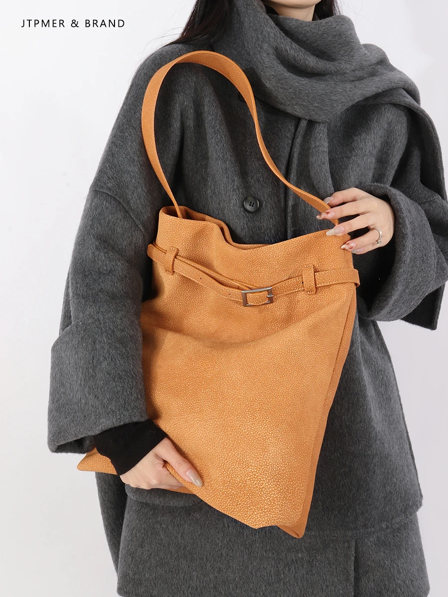 

JTP MER Genuine Leather Simple Buet Bag Casual Commuter Single oulder Crossbody Bag Large Capaci Leather Handbag