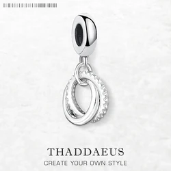 Double Round Cricles Pendant Dangle Charm For Women 925 Sterling Silver Trendy Jewelry Accessories
