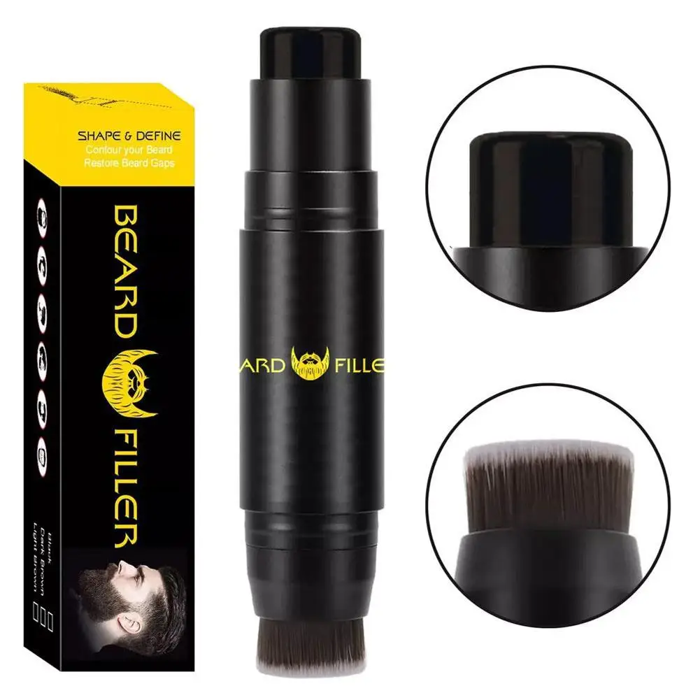 2-in-1 Beard Pencil Filler for Men Updated Beard Filling Pen Kit with Brush Long Lasting Waterproof Beard Pen