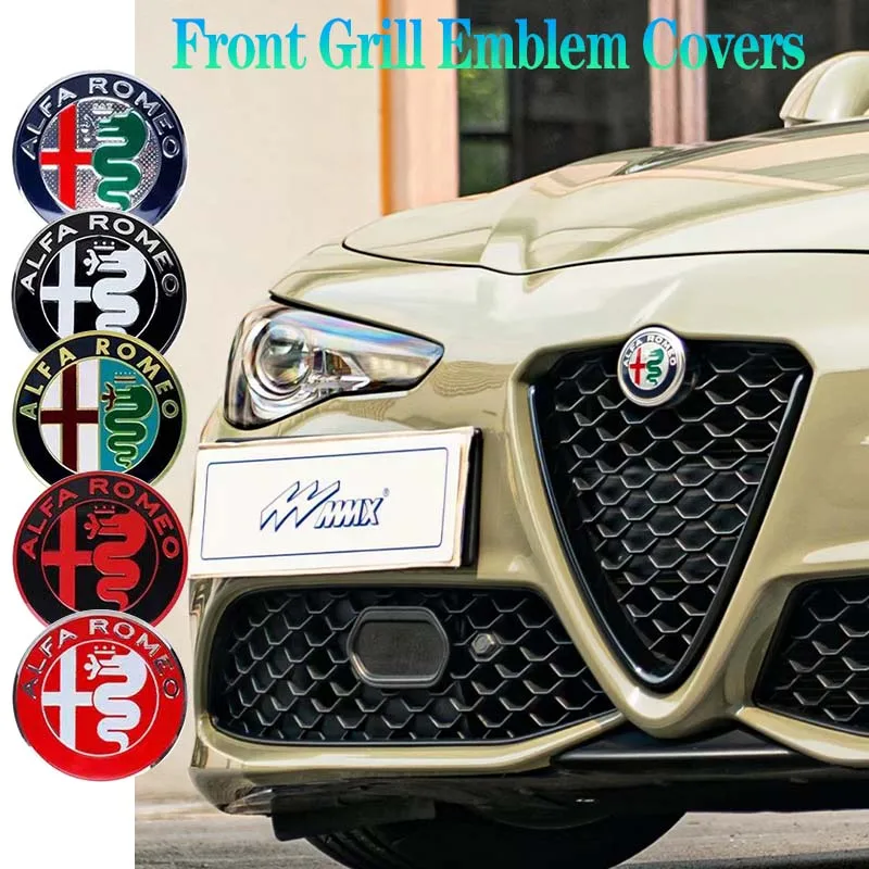 75mm Car Front Grille Rear Trunk Emblem Accessories Decoration Sticker For Alfa Romeo Giulietta Mito Giulia Stelvio Brera 147 GT