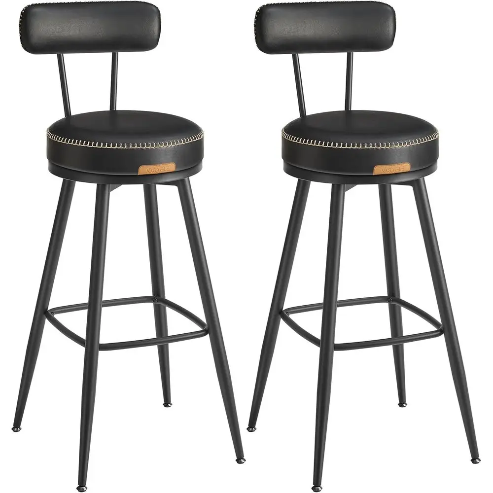 

Swivel Bar Height Stools Set of 2, 30-Inch Synthetic Leather with Stitching, Modern Style for Home Bar or Kitchen