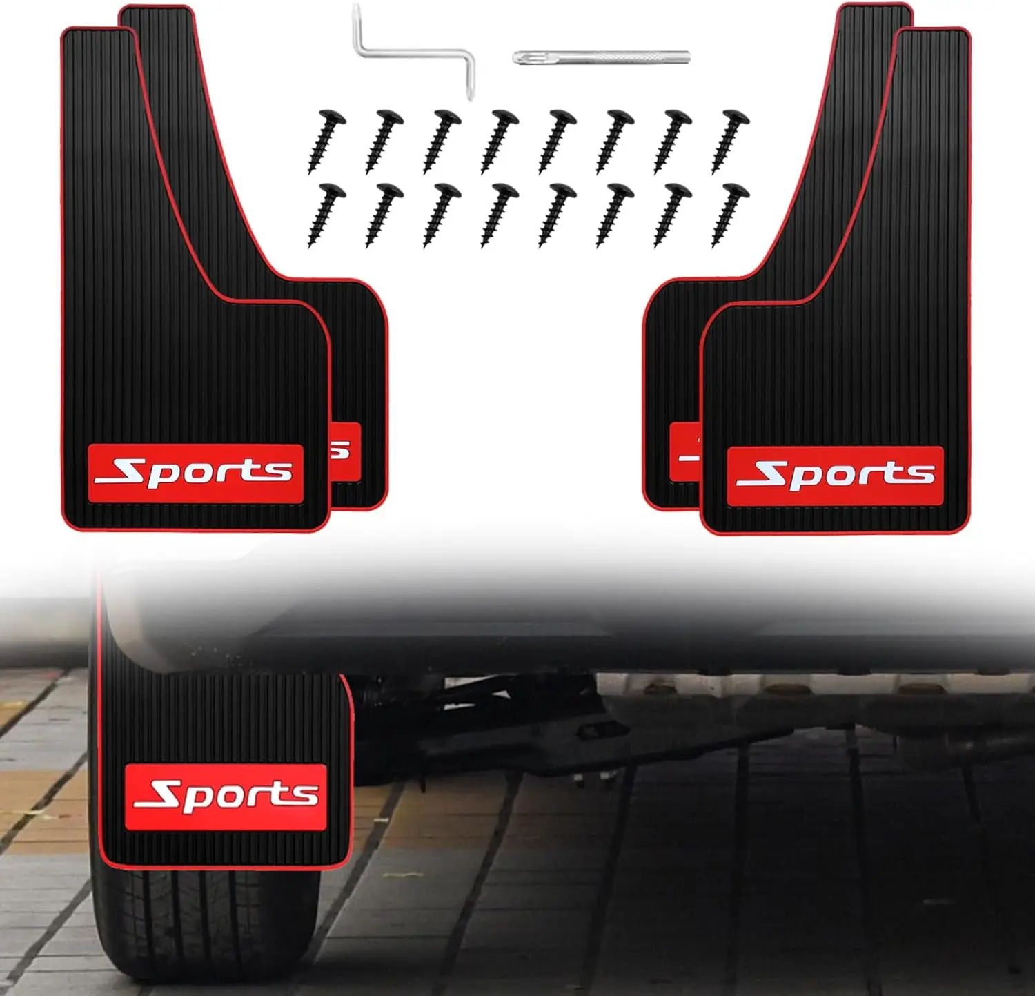 

4pcs Universal Car Mud Flaps - Soft Rubber Mudguards for Pickup SUV, 43x23x0.5cm