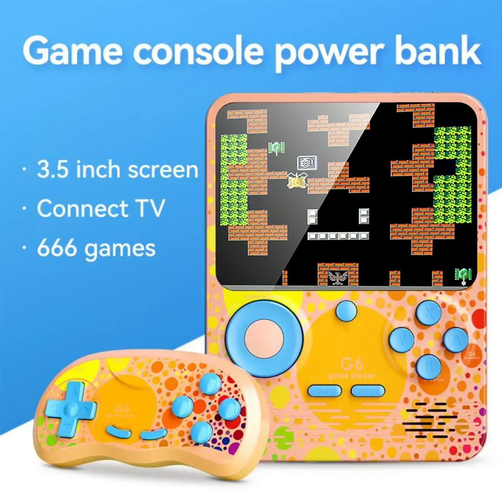 New G6 Handheld Game Console 6000mAh Battery 3.5inch Screen 666 Retro Nostalgic RPG/Action Game/AVG Adventure Games Machine