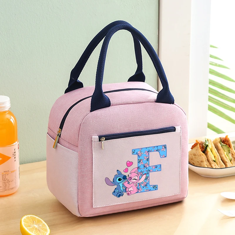 Stitch Disney Kids Lunch Pack borse isolate scatole per il pranzo lettera A-Z borsa a tenuta stagna addensata Cartoon Anime regali di compleanno