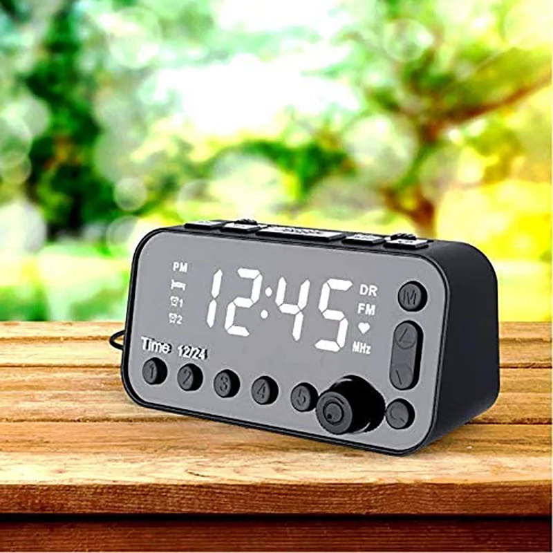 Bedside Alarm Clock DAB/FM Radio Digital LED Clock Large Sn Dual Alarm Clock Dual USB Radio Sleep Timer FM Radio Clock