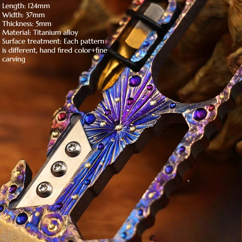 Outdoor Multifunctional Titanium Alloy Hand Carved Pry Bar EDC Screwdriver Bottle Opener Multi-purpose Tool